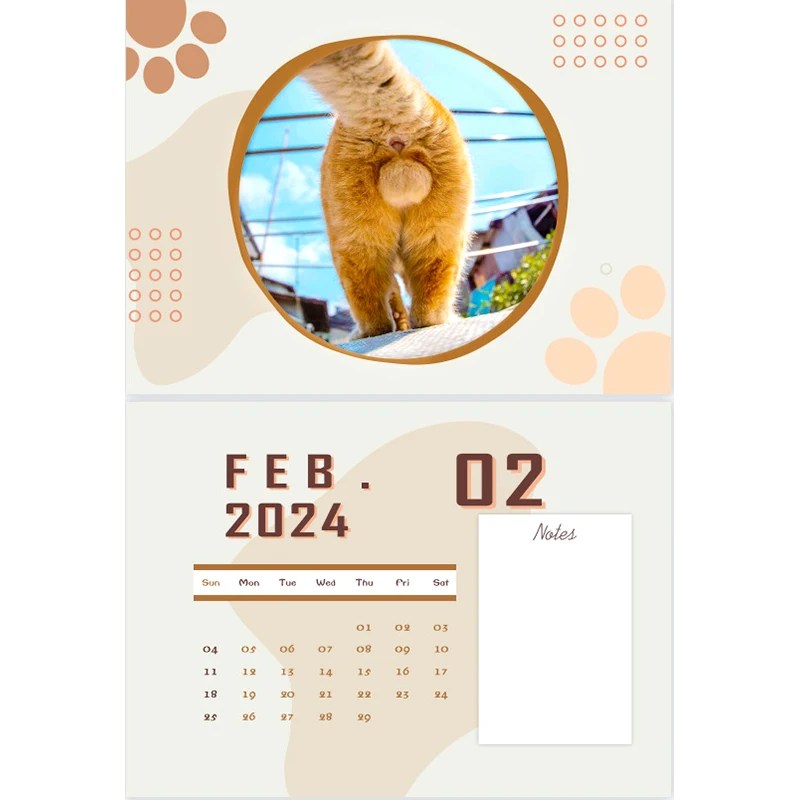 Kedi izmaritleri için 2024 kedi severler komik kediler takvim, yavru popo takvim 2024 aylık duvar asılı takvimler sevimli komik köpek cins - Görsel 5