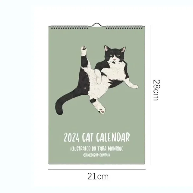 Kedi izmaritleri için 2024 kedi severler komik kediler takvim, yavru popo takvim 2024 aylık duvar asılı takvimler sevimli komik köpek cins