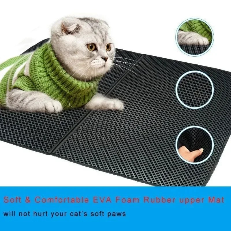 Kedi kumu matı çift EVE kediler için minder su geçirmez kaymaz Sandboxes kedi yatak yıkanabilir yatak Mat temiz ped Pet ürünleri - Görsel 4