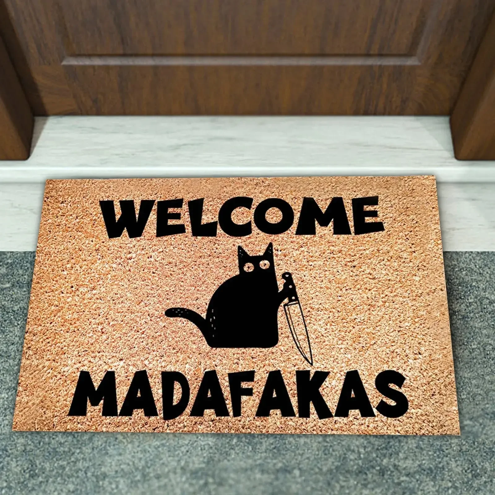 Koyu kedi karşılama Madafakas tam baskı paspas eğlenceli paspas ev dekor mutfak banyo dekor insanlar eğlenceli hediyeler hızlı kargo vermek - Görsel 3
