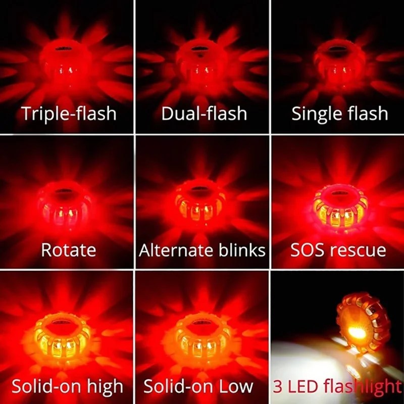 LED acil ışıkları Flare 9 modu güvenlik uyarı USB şarj edilebilir yanıp sönen lamba kırmızı Strobe kamyon araç araba için Dash işık - Görsel 5