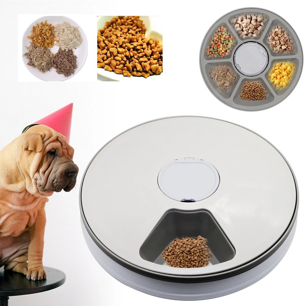 LED ekran ile 6 izgaralar Pet otomatik besleyici otomatik evcil hayvan besleyici kedi köpek için elektronik besleyici kuru ıslak gıda dağıtıcı kedi köpek