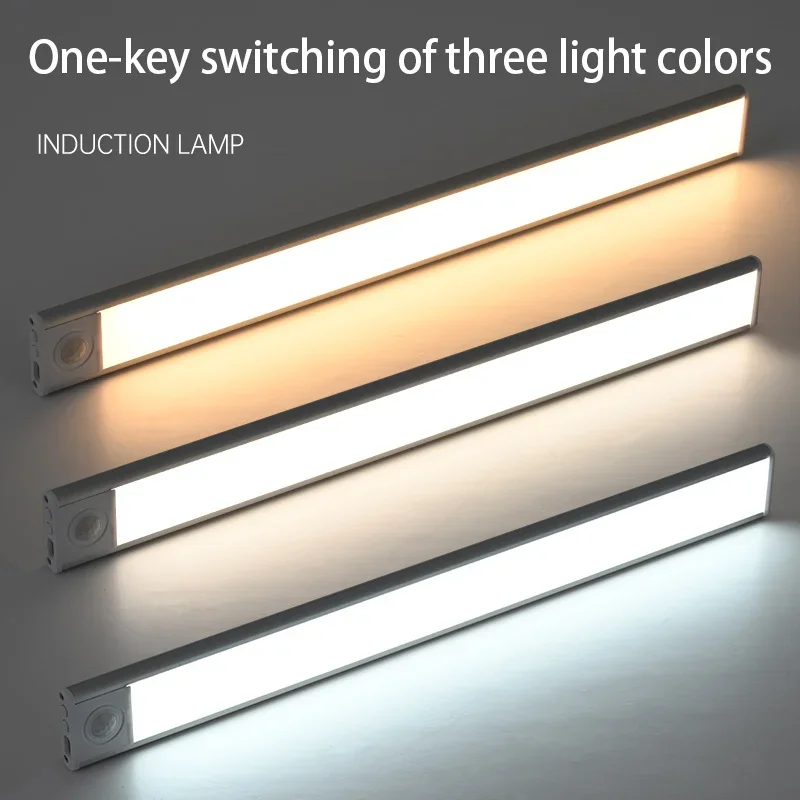 LED gece lambası hareket sensörü kablosuz USB kabine gece lambası dolap lambası mutfak dolabı yatak odası gardırop için 20/30/40/60CM