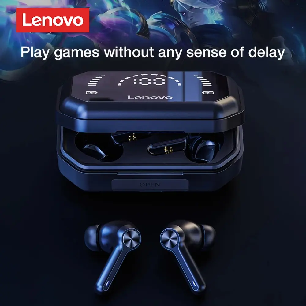 Lenovo LP3 Pro kulaklık TWS Bluetooth 5.0 kablosuz HIFI müzik kulaklık ekran 1200mAh pil kulaklıklar oyun kulaklıklar