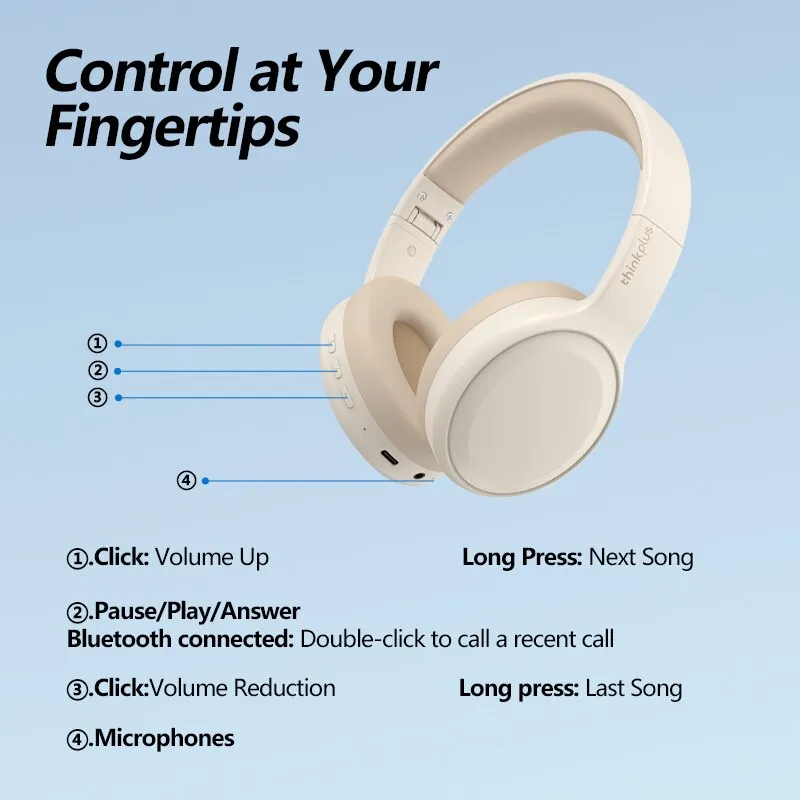 Lenovo TH30 kablosuz kulaklıklar Bluetooth 5.3 kulaklık Mic ile katlanabilir Gaming Headset spor kulaklık müzik kulaklıklar 250mAh
