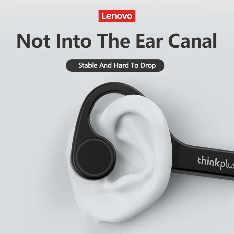 Lenovo X4 kemik iletim Bluetooth kulaklık spor Mic ile su geçirmez kablosuz kulak kancası TWS bas Hifi Stereo