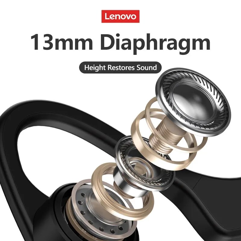 Lenovo X4 kemik iletim Bluetooth kulaklık spor Mic ile su geçirmez kablosuz kulak kancası TWS bas Hifi Stereo - Görsel 6