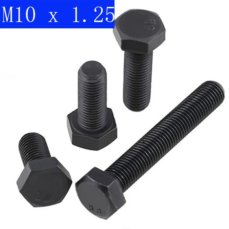 M10 x 1.25 (10mm) İnce Pitch altıgen başlı cıvata/vidalar, 8.8 alaşımlı çelik iplik metrik dokunun DIN 933 ISO 4017