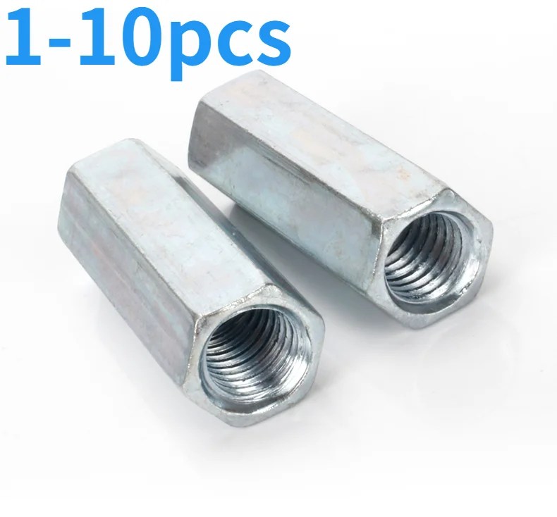 M6 M8 M10 M12 M14 M16 M18 M20 galvanizli altıgen çubuk bağlantı somunu galvanizli uzun altıgen somun