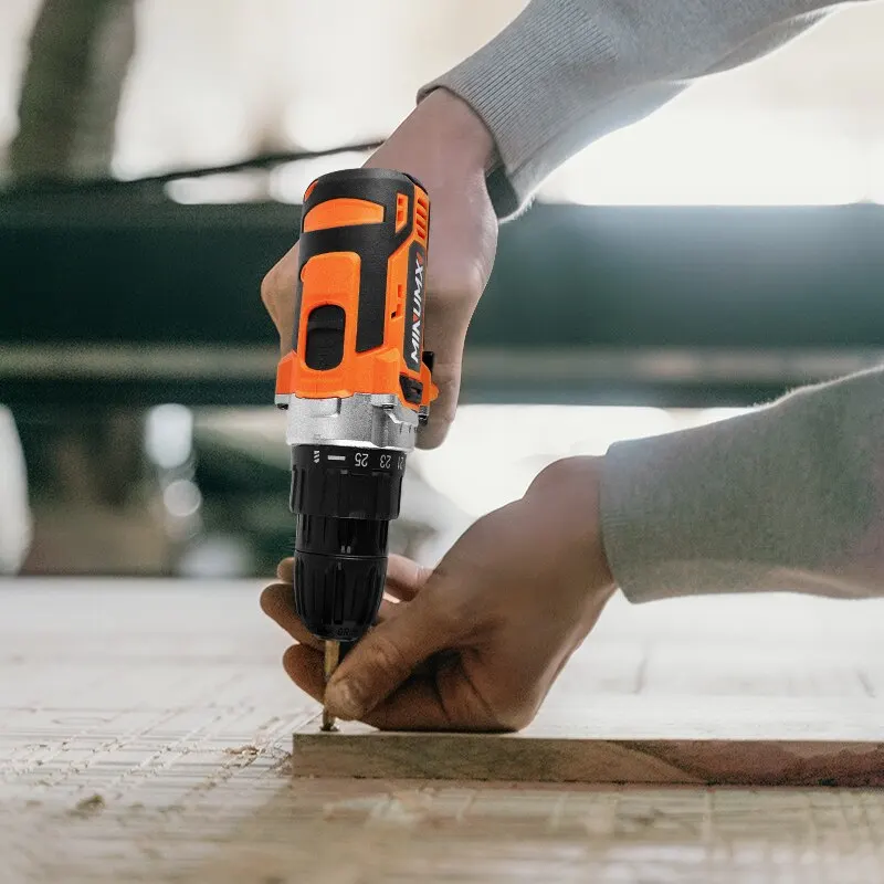 MINUMX 12V elektrikli tornavida 25 artı 1 ayarları akülü matkap iki dişli hız Mini kablosuz elektrikli tornavida pil araçları