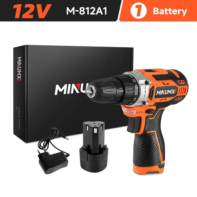 MINUMX 12V elektrikli tornavida 25 artı 1 ayarları akülü matkap iki dişli hız Mini kablosuz elektrikli tornavida pil araçları