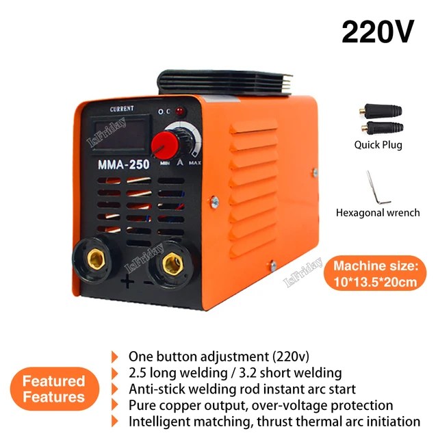 MMA250 Mini KAYNAK MAKINESİ invertör elektrikli kaynak makinesi KAYNAK MAKINESİ 110v 220v ayarlanabilir akım 20-250A, uyum makine hattı 1.5M 2M - Görsel 10