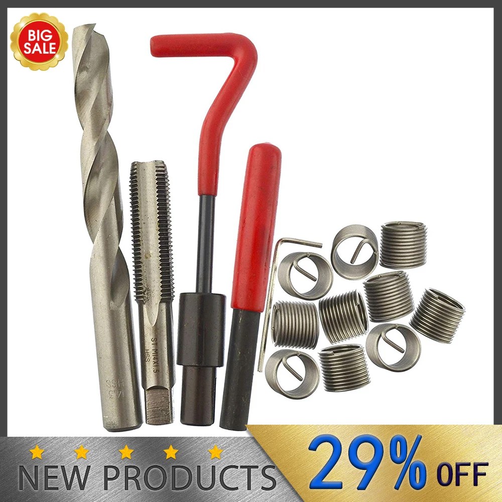Makine araçları iplik tamir kiti metrik diş tamir takma takımı M5 M6 M8 M10 M12 M14 Helicoil araba Pro bobin araba tamir araçları