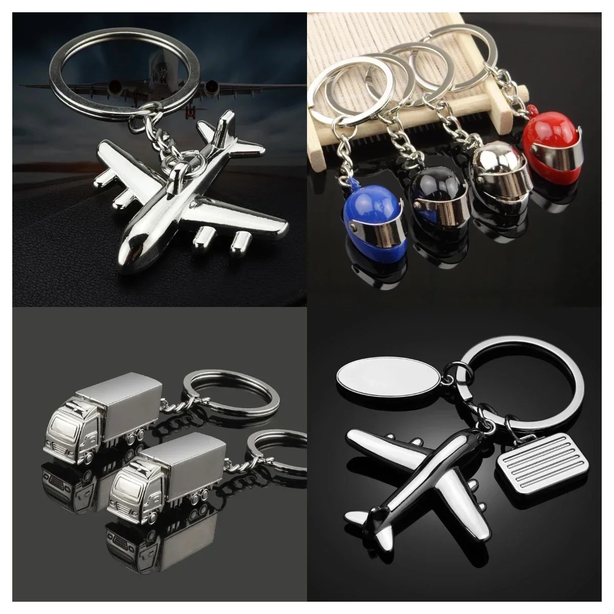 Mini 3D uçak uçak avcı Jet motoru Moto anahtarlık uçak yarış araba kamyon motosiklet kask kolye anahtarlık erkekler için hediye