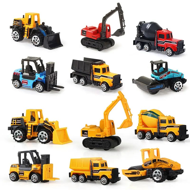 Mini alaşım iş makinesi seti oyuncak araba için Boy simülasyon Forklift ekskavatör buldozer modeli oyuncak