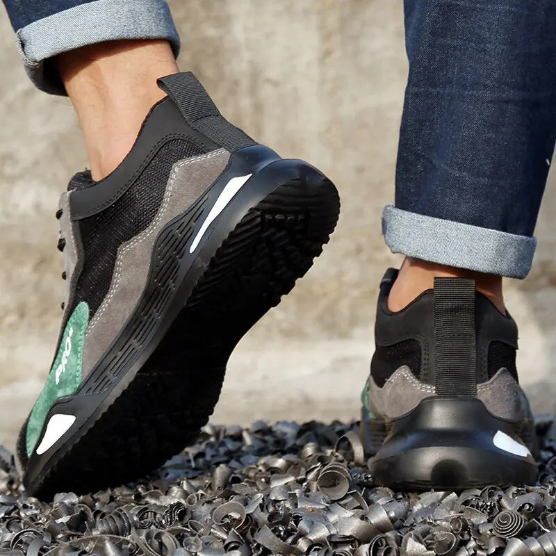 Moda güvenlik ayakkabıları erkekler çizmeler çelik ayak ayakkabı erkekler delinmez çalışma Sneakers erkek ayakkabı iş çizmeleri yıkılmaz ayakkabı
