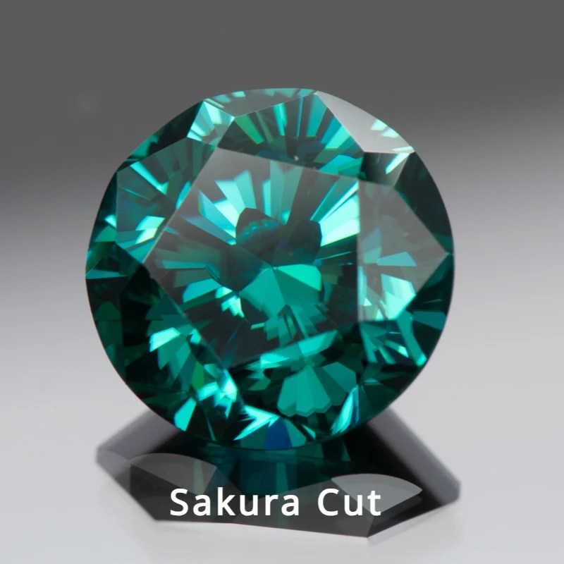 Mozanit taşları Sakura kesme yuvarlak şekil zümrüt yeşil birincil renkler takı yapımı malzemeleri için GRA sertifikası ile