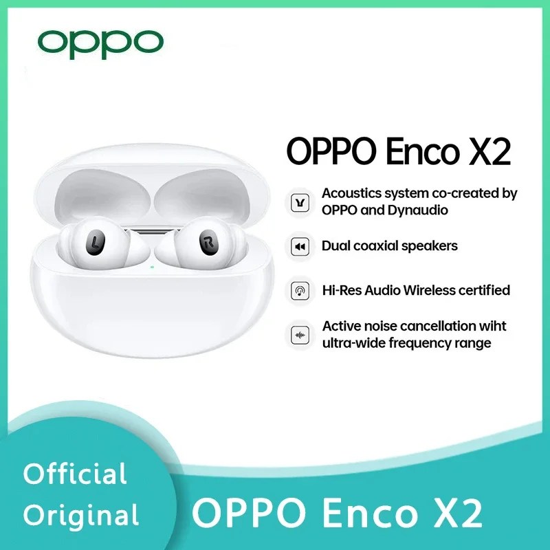 OPPO ENCO X 2 TWS kablosuz kulaklıklar Bluetooth 5.2 aktif gürültü iptal Qi kablosuz şarj kulaklık LHDC kulakiçi