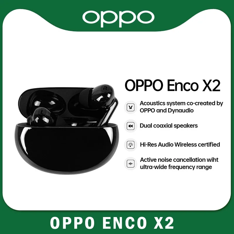 OPPO ENCO X 2 TWS kablosuz kulaklıklar Bluetooth 5.2 aktif gürültü iptal Qi kablosuz şarj kulaklık LHDC kulakiçi