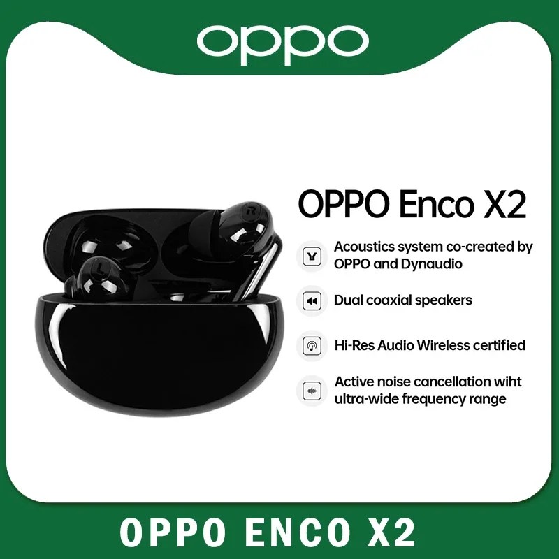 OPPO ENCO X 2 TWS kablosuz kulaklıklar Bluetooth 5.2 aktif gürültü iptal Qi kablosuz şarj kulaklık LHDC kulakiçi - Görsel 2