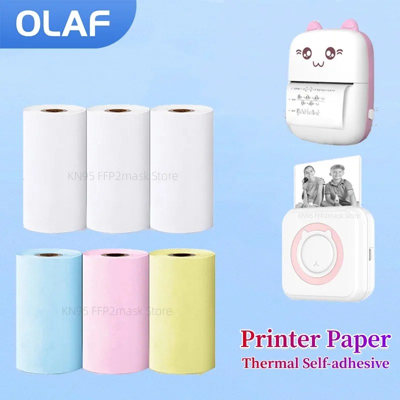 Olaf 57MM Rolls Mini yazıcı termal Mini yazıcı çocuklar için kağıt etiket yapışkan kendinden yapışkanlı baskı kağıdı anında baskı kamera