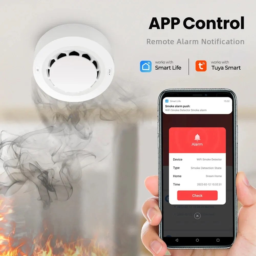 Onentutuya Zigbee duman sensörü yangın alarmı dedektörü ev güvenlik Alarm duman sensörü Tuya Zigbee Hub ile çalışması gerekir - Görsel 4
