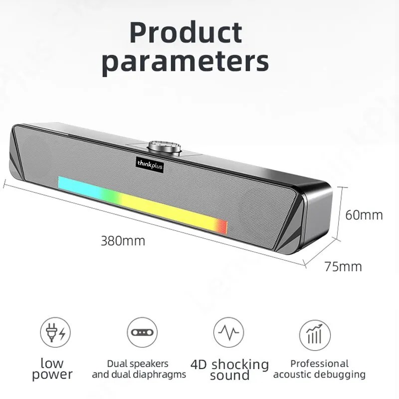 Orijinal Lenovo TS33 kablolu ve Bluetooth 5.0 hoparlör 360 ev film Surround ses çubuğu masa bilgisayar Subwoofer için ses hoparlör - Görsel 6