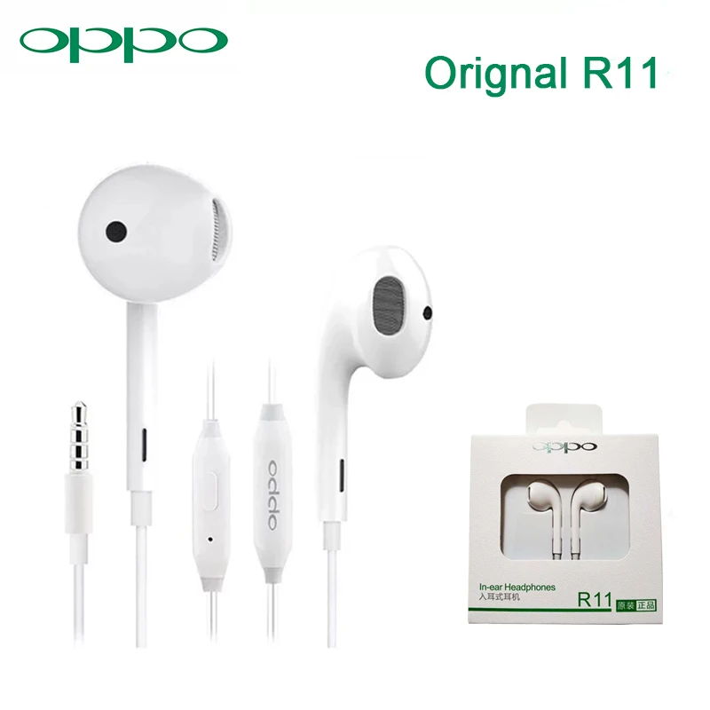 Orijinal OPPO R11 kulaklık ile 3.5mm fiş tel kontrol kulaklık Xiaomi Huawei OPPO R15 OPPO bul X F7 f9 OPPO R17