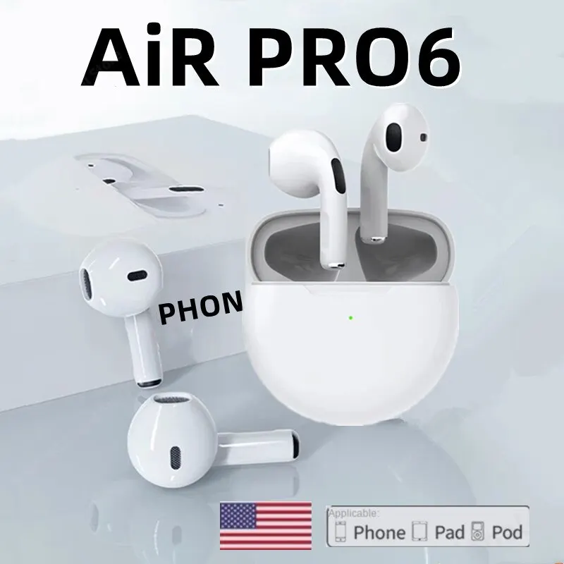 Orijinal Pro 6 TWS kablosuz Bluetooth kulaklık kulaklıklar Mini Fone kulaklık Stereo spor kulaklık Xiaomi Android için kulakiçi
