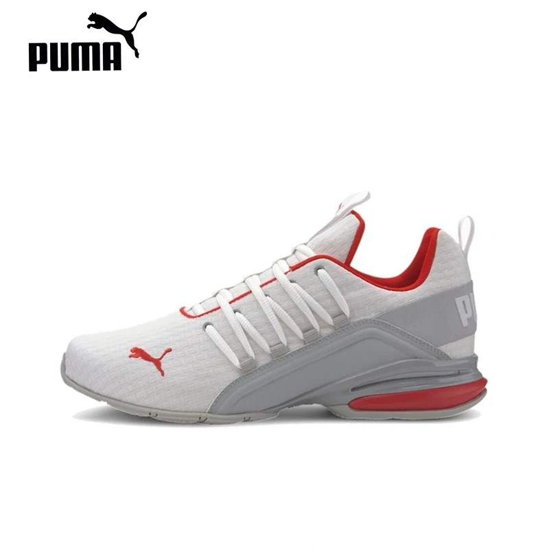 Orijinal Puma Axelion blok erkek koşu ayakkabıları düşük üst beyaz kırmızı ekleme Sneakers 193148-02