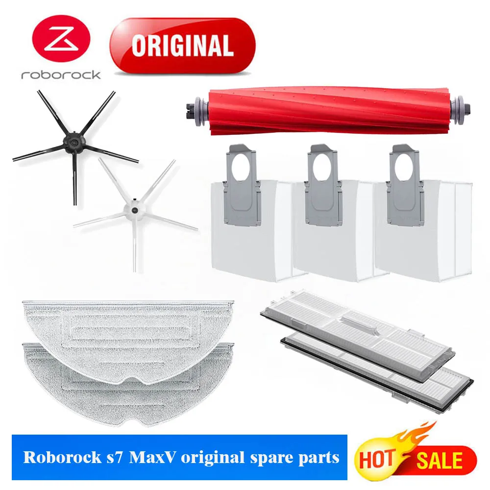 Orijinal Roborock S7 MaxV Ultra aksesuarlar toz kutusu filtresi ana fırça bezi toz torbası S7maxv artı elektrikli süpürge yedek parça