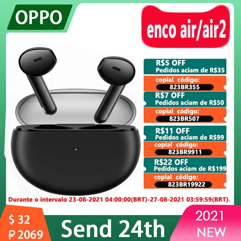 Orijinal kulakiçi OPPO Enco hava/enco hava 2 kablosuz Bluetooth kulaklık BT 5.2 ses Tws kulaklık 12mm dinamik