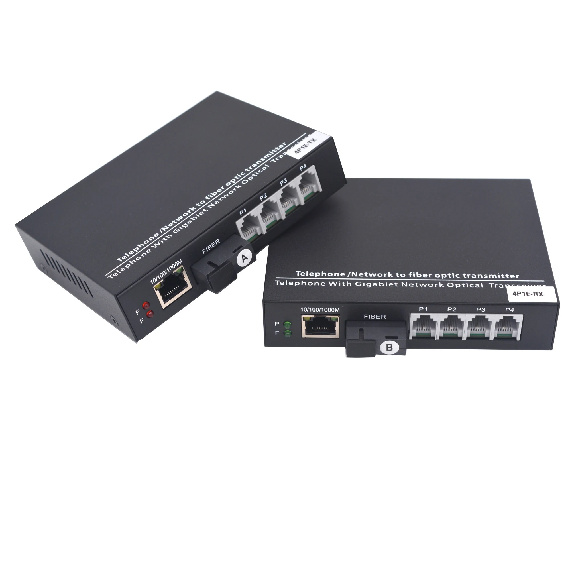 POTS RJ11 telefon ve Fiber optik dönüştürücüler üzerinden Gigabit Ethernet-Fiber üzerinden PCM ses, Fiber üzerinden Ethernet RJ45 kiti