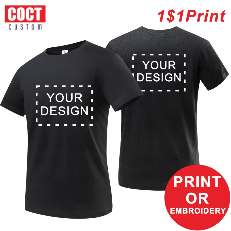 Pamuk T gömlek erkekler özelleştirilmiş metin Diy Logo kendi tasarım fotoğraf baskı giyim reklam T-shirt COCT 2022