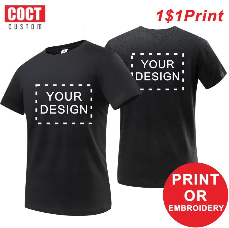 Pamuk T gömlek erkekler özelleştirilmiş metin Diy Logo kendi tasarım fotoğraf baskı giyim reklam T-shirt COCT 2022