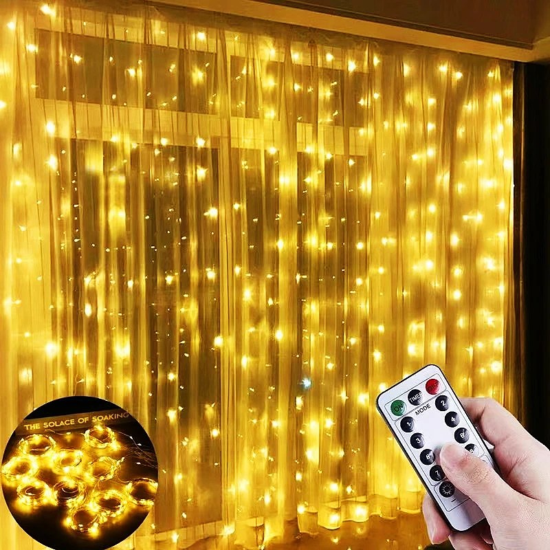 Perde LED dize işıklar Garland festivali noel dekorasyon USB uzaktan kumanda tatil düğün peri yatak odası lambaları ev
