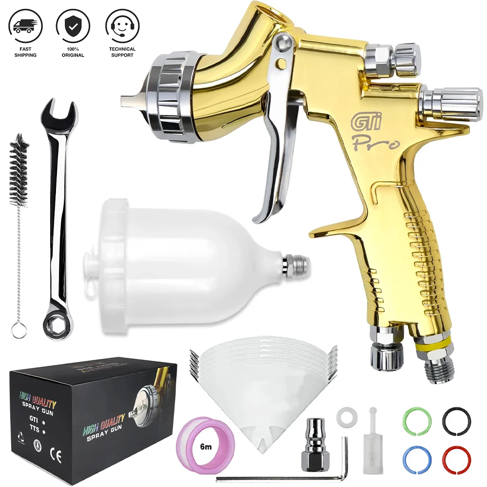 Profesyonel GTI Endüstriyel Sınıf Otomotiv Boyası Püskürtme Tabancası, 1,3 mm/1,8 mm Çelik Nozul, Yüksek Atomizasyon, Pnömatik Püskürtme Aracı, HVLP Ev Yüksek Kaliteli Boya Püskürtme Tabancası Aracı,Boya Filtresi Dahil