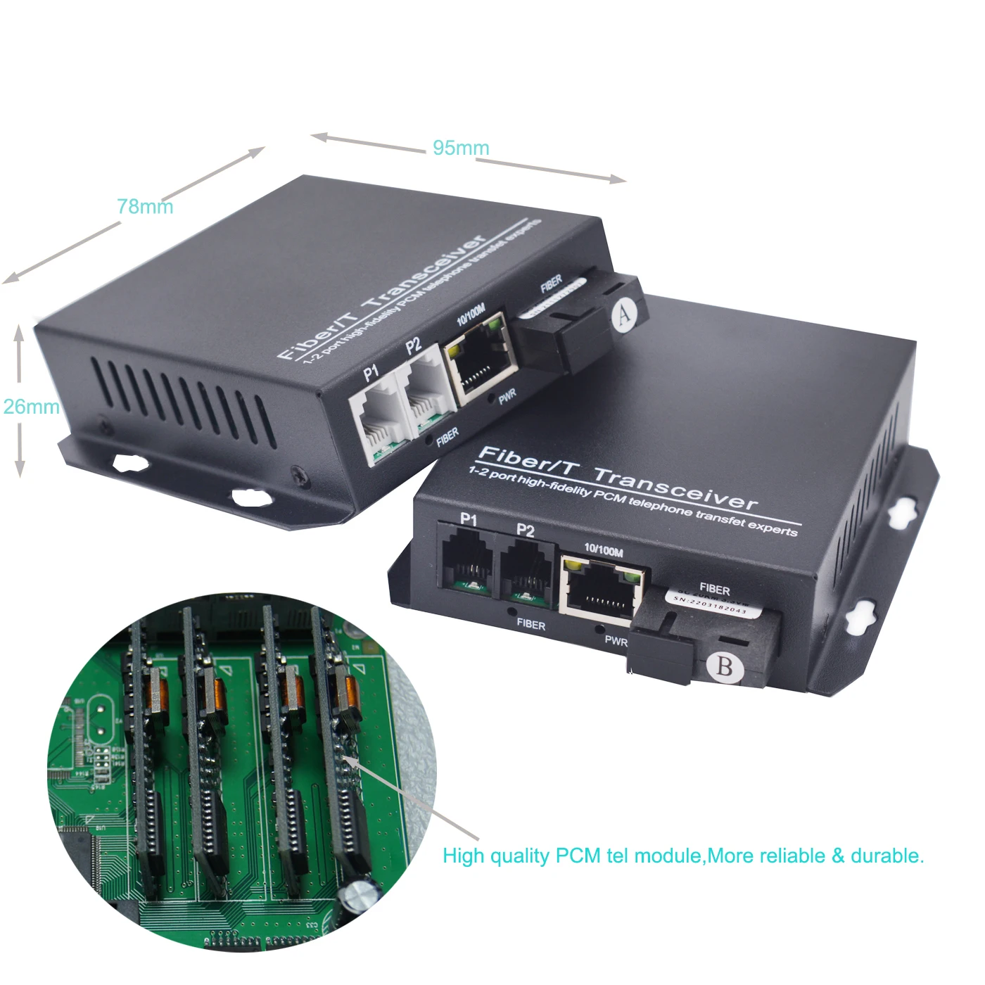 RJ11 telefon ve 10/100M Ethernet üzerinden Fiber optik genişletici, sabit hat telefonları Fiber, Singlemode 20Km, çok modlu 500m - Görsel 3