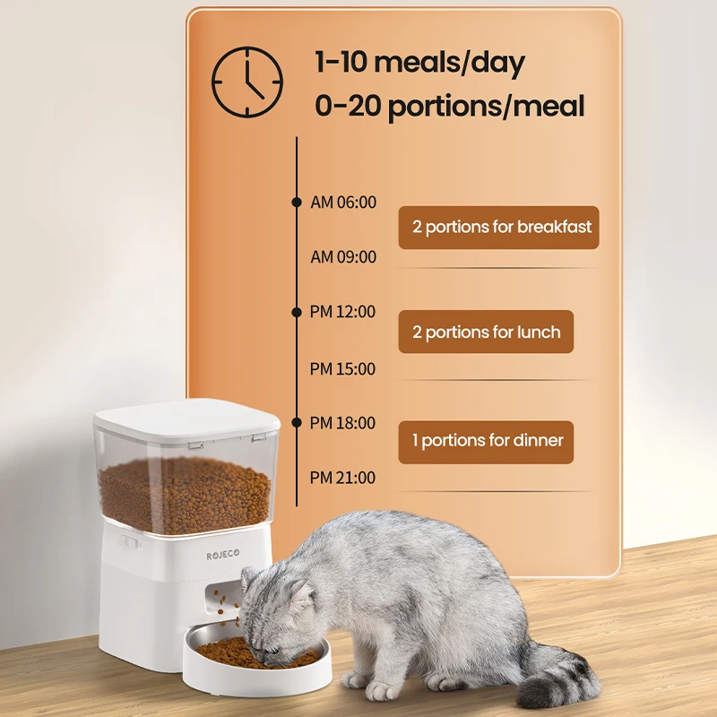 ROJECO 2L otomatik WIFI kedi besleyici akıllı kediler Kibble dağıtıcı kediler için uzaktan kumanda ile otomatik Pet gıda dağıtıcı aksesuarları