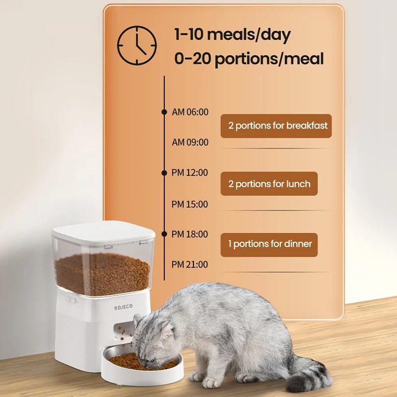 ROJECO 2L otomatik WIFI kedi besleyici akıllı kediler Kibble dağıtıcı kediler için uzaktan kumanda ile otomatik Pet gıda dağıtıcı aksesuarları - Görsel 2