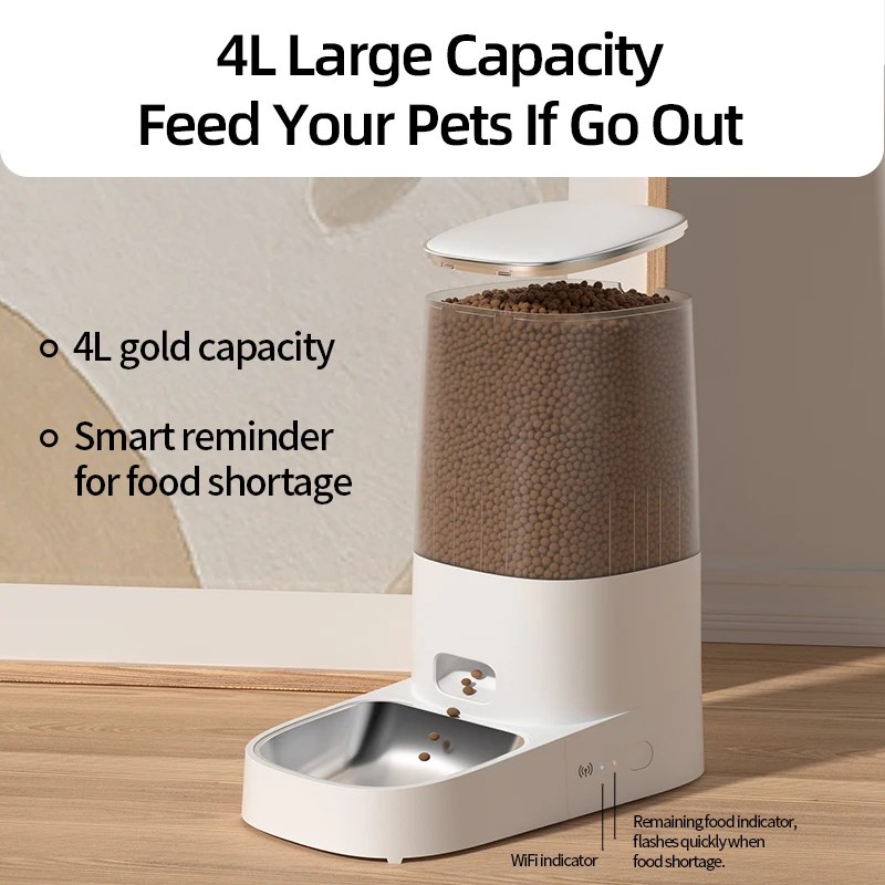 ROJECO otomatik kedi besleyici Pet akıllı kedi maması Kibble dağıtıcı uzaktan kumanda WiFi düğme kediler köpek aksesuarları için otomatik besleyici - Görsel 5