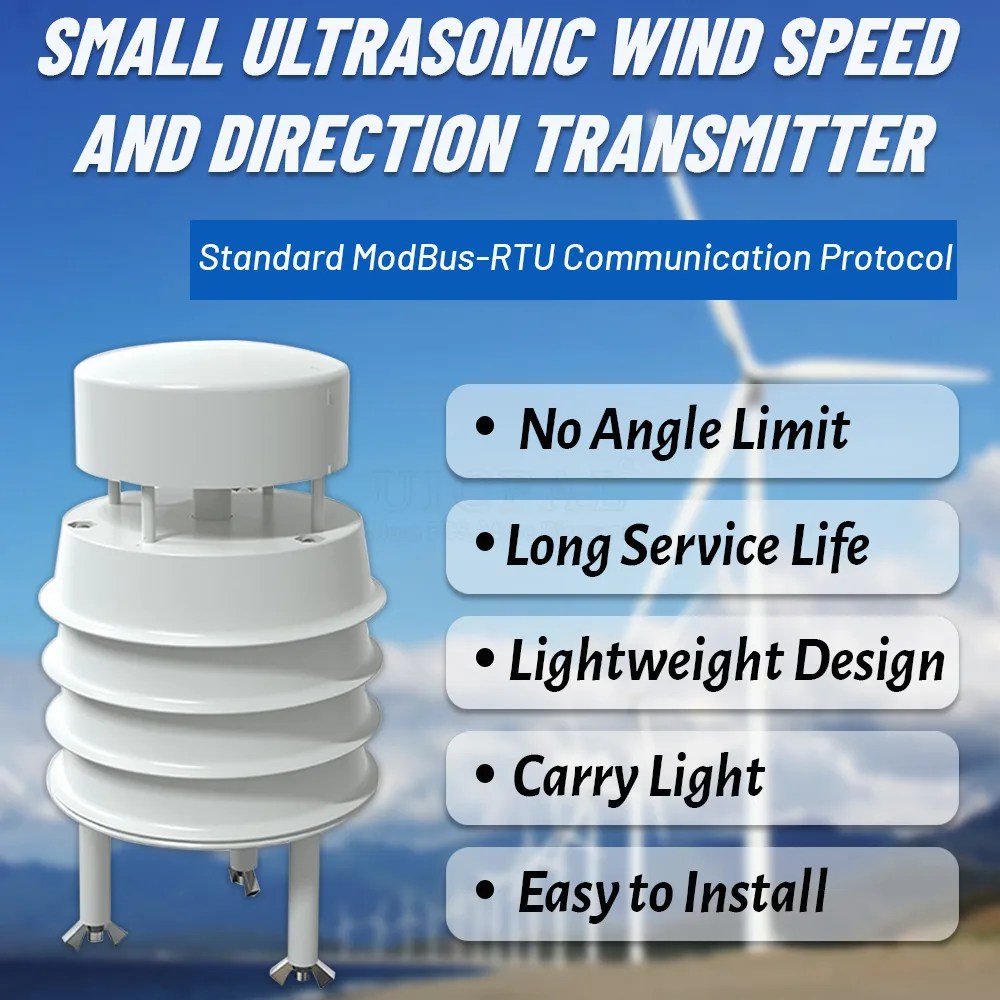 RS485 0-5V 0-10V 4-20mA algılama hava İstasyonu verici çıkışı 0-40 m/s ultrasonik rüzgar hızı ve yön sensörü modülü - Görsel 2