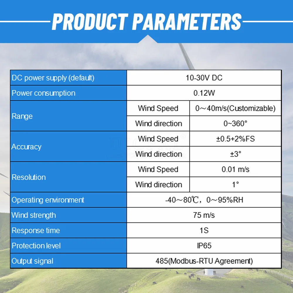 RS485 0-5V 0-10V 4-20mA algılama hava İstasyonu verici çıkışı 0-40 m/s ultrasonik rüzgar hızı ve yön sensörü modülü