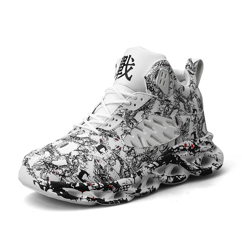 Rahat kalın alt Graffiti erkek spor ayakkabı anti-kaygan su geçirmez erkek Sneakers açık yürüyüş koşu spor ayakkabı