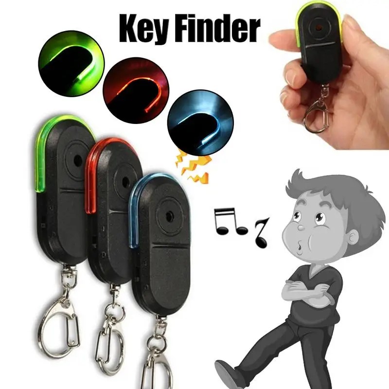 Renkli 1 adet kablosuz anti-kayıp anahtar bulucu Alarm bulucu anahtarlık düdük ses LED ışık şeyler Tracker arama Anti kayıp
