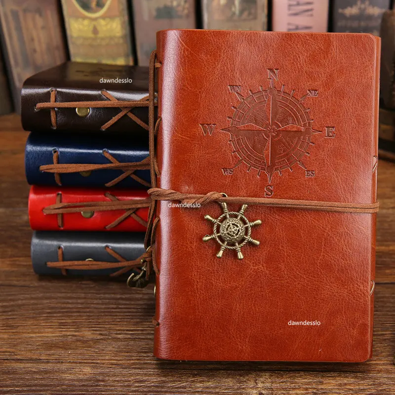 Retro Spiral defter günlüğü not defteri Vintage korsan çapalar PU deri not defteri değiştirilebilir kırtasiye hediye gezgin dergisi