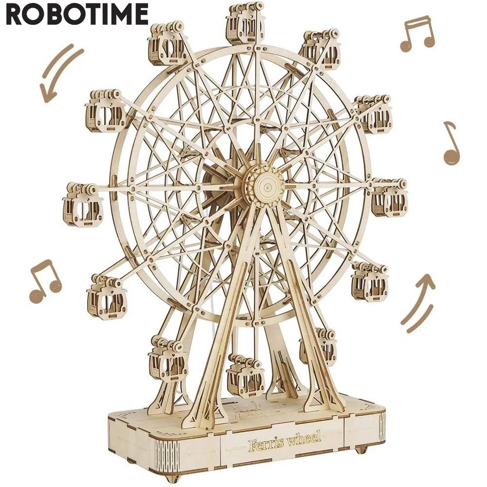 Robotime Rolife 232 adet dönebilir DIY 3D dönme dolap AHŞAP Model yapı taşı kitleri montaj oyuncak hediye çocuk yetişkin için TGN01