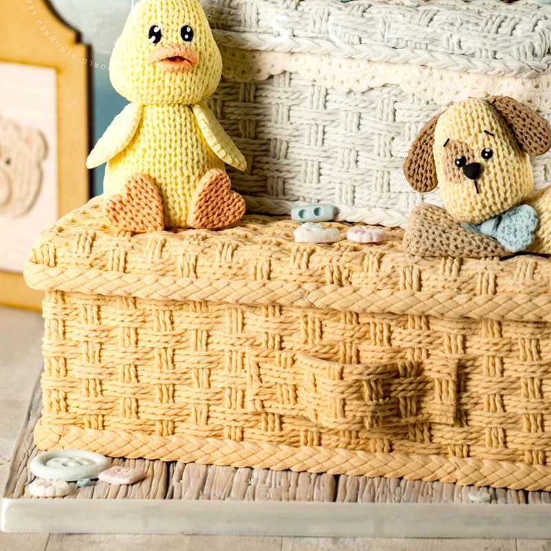 Rustik sepet örgü kalıp silikon kalıp fondan kek dekorasyon aracı Gumpaste Sugarcraft çikolata formları Bakeware araçları - Görsel 2