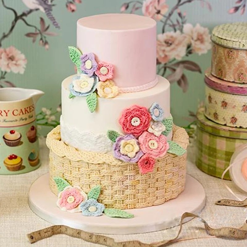 Rustik sepet örgü kalıp silikon kalıp fondan kek dekorasyon aracı Gumpaste Sugarcraft çikolata formları Bakeware araçları - Görsel 5