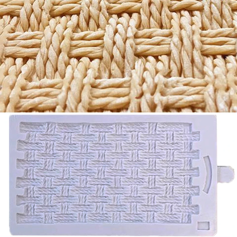 Rustik sepet örgü kalıp silikon kalıp fondan kek dekorasyon aracı Gumpaste Sugarcraft çikolata formları Bakeware araçları